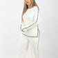 Women's White Two-Piece Loungewear Set with Black Trim Detailing