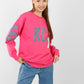 Graphic Sweatshirt with Sleeve Patches – Casual Oversized Fit