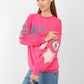 Graphic Sweatshirt with Sleeve Patches – Casual Oversized Fit