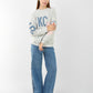 Graphic Sweatshirt with Sleeve Patches – Casual Oversized Fit