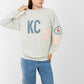 Graphic Sweatshirt with Sleeve Patches – Casual Oversized Fit
