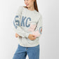 Graphic Sweatshirt with Sleeve Patches – Casual Oversized Fit