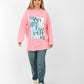 Oversized Pink Graphic Sweatshirt – “Stronger Together” Print, Casual Streetwear for Women