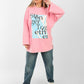 Oversized Pink Graphic Sweatshirt – “Stronger Together” Print, Casual Streetwear for Women