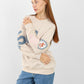 Graphic Sweatshirt with Sleeve Patches – Casual Oversized Fit