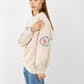Graphic Sweatshirt with Sleeve Patches – Casual Oversized Fit