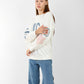 Graphic Sweatshirt with Sleeve Patches – Casual Oversized Fit