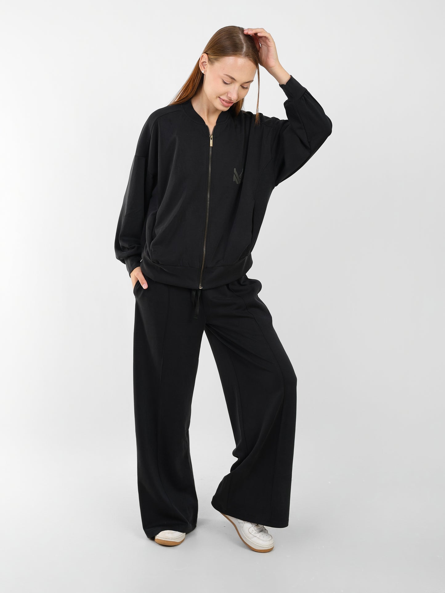 Luxe Bomber & Wide-Leg Pants Set – Minimalist Edition