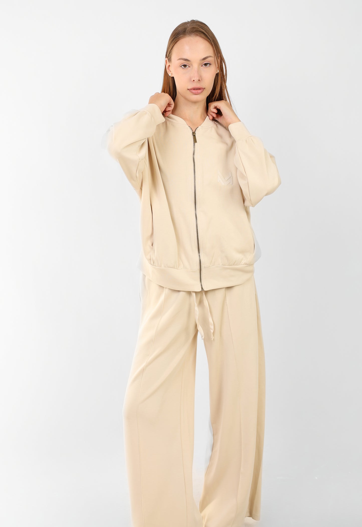 Luxe Bomber & Wide-Leg Pants Set – Minimalist Edition