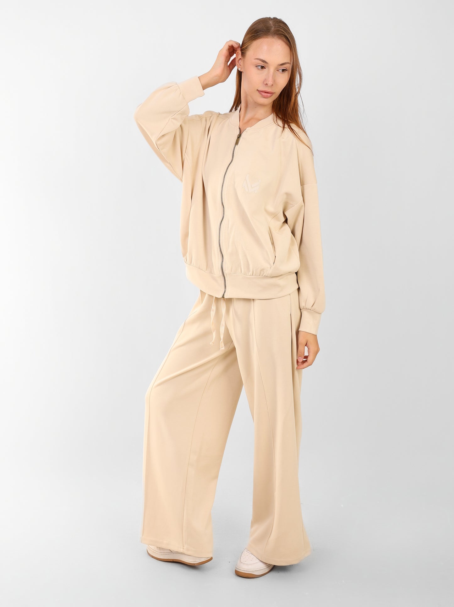 Luxe Bomber & Wide-Leg Pants Set – Minimalist Edition