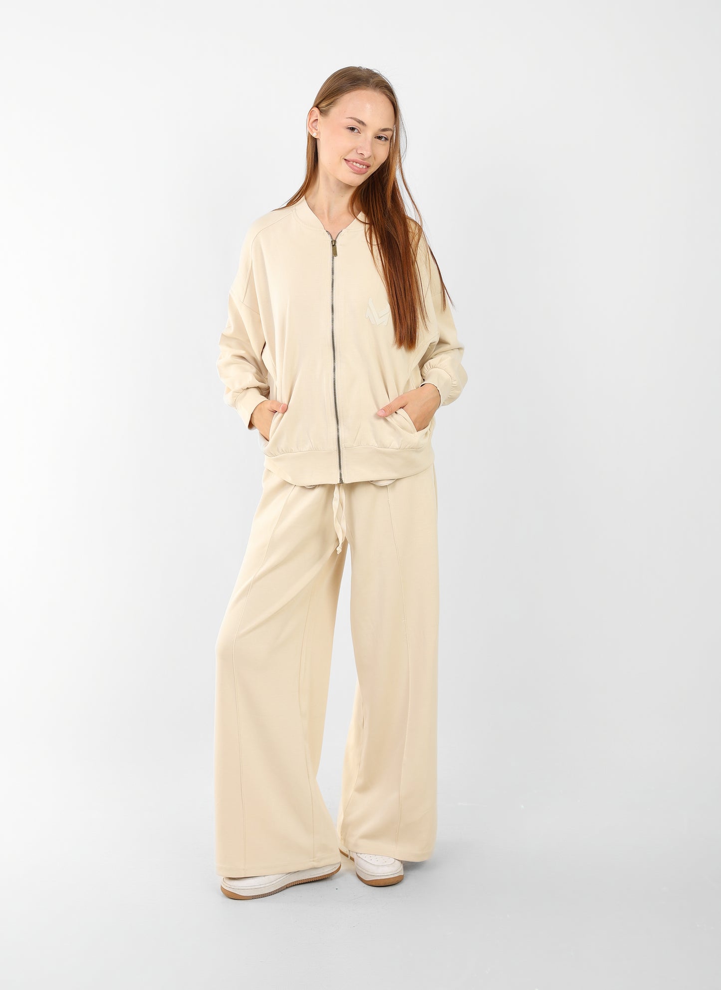 Luxe Bomber & Wide-Leg Pants Set – Minimalist Edition
