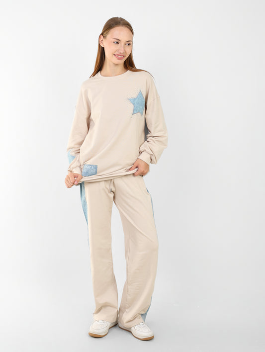 Loungewear Set with Star Patch Details – Casual Two-Piece Outfit