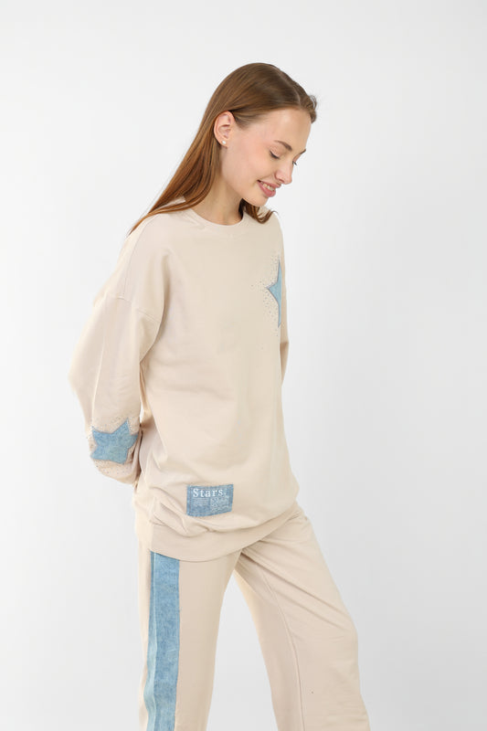 Loungewear Set with Star Patch Details – Casual Two-Piece Outfit