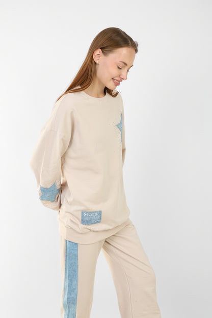 Loungewear Set with Star Patch Details – Casual Two-Piece Outfit