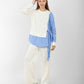 Women’s Two-Tone Asymmetric Striped Blouse with Wide-Leg Pants – Casual Chic Outfit Set