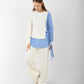 Women’s Two-Tone Asymmetric Striped Blouse with Wide-Leg Pants – Casual Chic Outfit Set