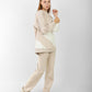 Women’s Beige & White Color Block Loungewear Set – Oversized Sweatshirt & Relaxed Pants