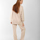 Women’s Beige & White Color Block Loungewear Set – Oversized Sweatshirt & Relaxed Pants