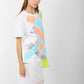 Women's Oversized Patchwork Coord Set – Black with Neon & Pastel Geometric Print