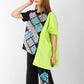 Women's Oversized Patchwork Coord Set – Black with Neon & Pastel Geometric Print