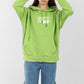 Oversized Lime Green Hoodie for Women – Graphic Print, Long Sleeve, Casual Streetwear