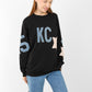 Graphic Sweatshirt with Sleeve Patches – Casual Oversized Fit