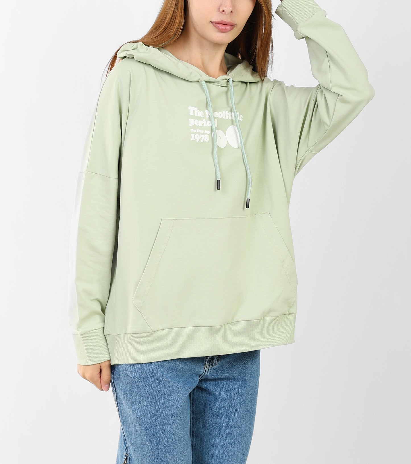 Oversized Lime Green Hoodie for Women – Graphic Print, Long Sleeve, Casual Streetwear