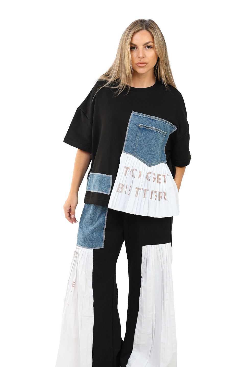 Black Oversized Patchwork Set