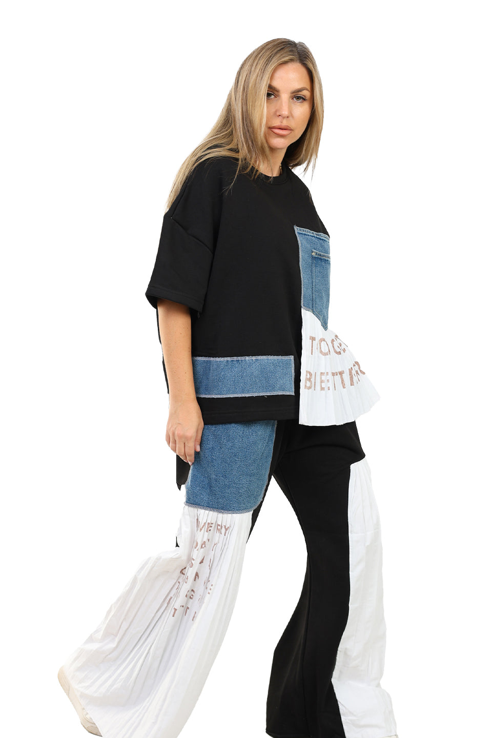 Black Oversized Patchwork Set
